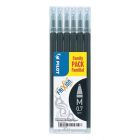 Pilot FriXion Ball - Set of 6 Black Refills - Medium Tip