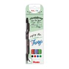 Pentel Brush Pen 4 colors Black/Red/Blue/Green