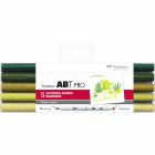 Tombow ABT PRO Marker set of 5 green shades