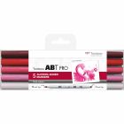 Tombow ABT PRO Marker set of 5 pink shades