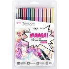 Tombow Dual Brush Pen Manga Shojo set of 10 colors