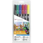 Tombow Dual Brush Pen set of 6 Primary colors