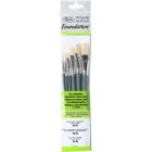 Winsor & Newton Foundation flat Oil paint brushes set of 6 with short handle