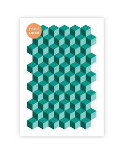 QBIX 3D Cube Pattern Stencil - A3 Size - 3 Layers