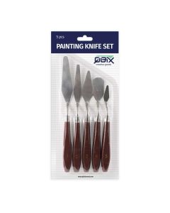 QBIX Palette knives set for painting - 5 pieces with wooden handle