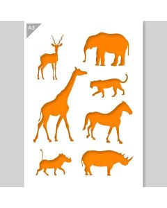 QBIX African Animals Stencil - A3 Size