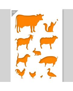 QBIX Farm Animals Stencil - A3 Size
