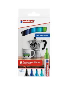 Edding 3000 permanent marker set of 5 cold colors