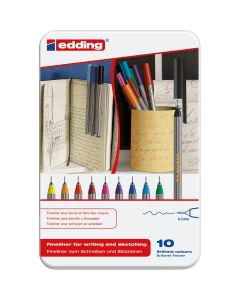 Edding 55 Fineliner - 10 pieces in metal box