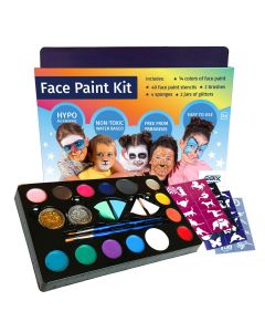 QBIX Complete face painting set with templates and 14 colors