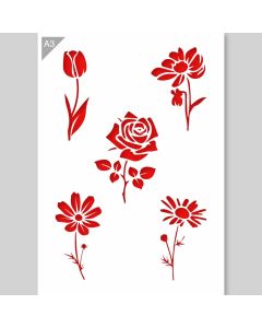 QBIX Flowers Stencil - A3 Size