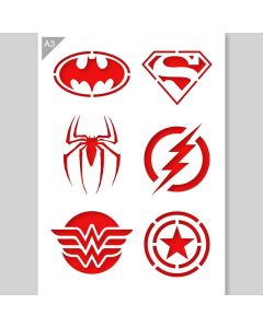 QBIX Superheroes Stencil - A3 size