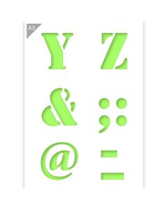 QBIX Letter stencil - Y Z & @ - A3 Size