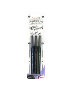 Pentel Brush Pen Black Ink Edition - Set of 3