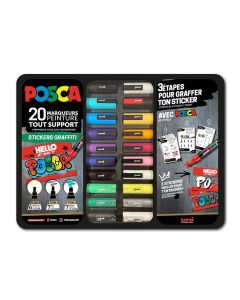 Posca Graffiti sticker set in metal case - 20 pieces