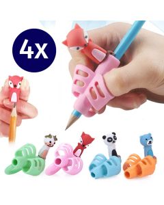 QBIX Three-point pencil grip writing aid for children - 8 parts with different animals