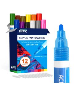 QBIX Acrylic Paint Marker Set Fine Tip - 12 Colors