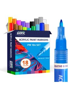 QBIX Acrylic Paint Marker Set Fine Tip - 18 Colors