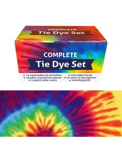 QBIX Tie Dye Set of 15 colors - Complete fabric dye tie dye kit with elastic and squeeze bottles