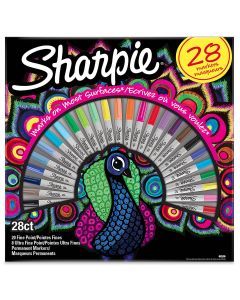 Sharpie special edition peacock fine point set - 20 markers + 8 fineliners