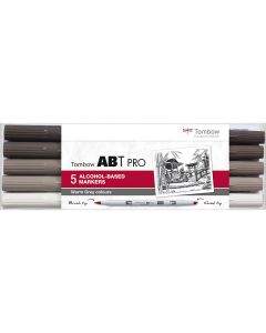 Tombow ABT PRO Marker set of 5 warm grey colors