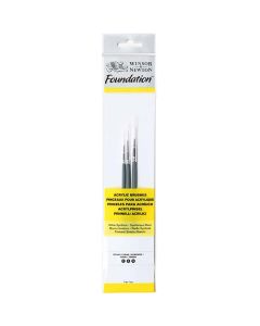 Winsor & Newton Foundation Acrylic paint brushes set of 3 pieces - round with short handle