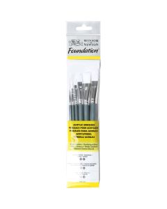 Winsor & Newton Foundation Acrylic paint brushes set of 6 with short handle