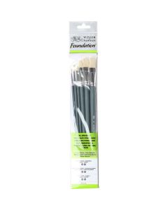 Winsor & Newton Foundation flat Oil paint brushes set of 6 with long handle