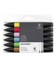Winsor & Newton Promarker set of 6 medium shades