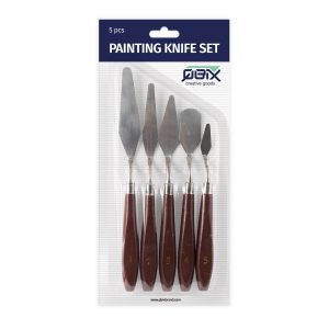 QBIX Palette knives set for painting - 5 pieces with wooden handle