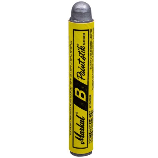 Markal Paintstik B met de kleur van zilver. Verfstift toepasbaar op diverse ondergronden, zoals hout, staal en beton. Het gemak van een krijt stift. Ideaal voor graffiti art.