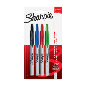 Sharpie marker stiften set. De punt van de Sharpie Retractable markers zijn makkelijk in en uit te klikken. 4 kleuren