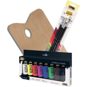 Solo-Goya-Basis-Schilderset-8-kleuren-acrylverf-4-penselen-en-houten-schilderspalet